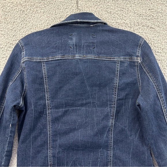 Red Camel‎ Crop Denim Jean Trucker Jacket Long Sleeve Dark Wash Junior Medium - Picture 4 of 8